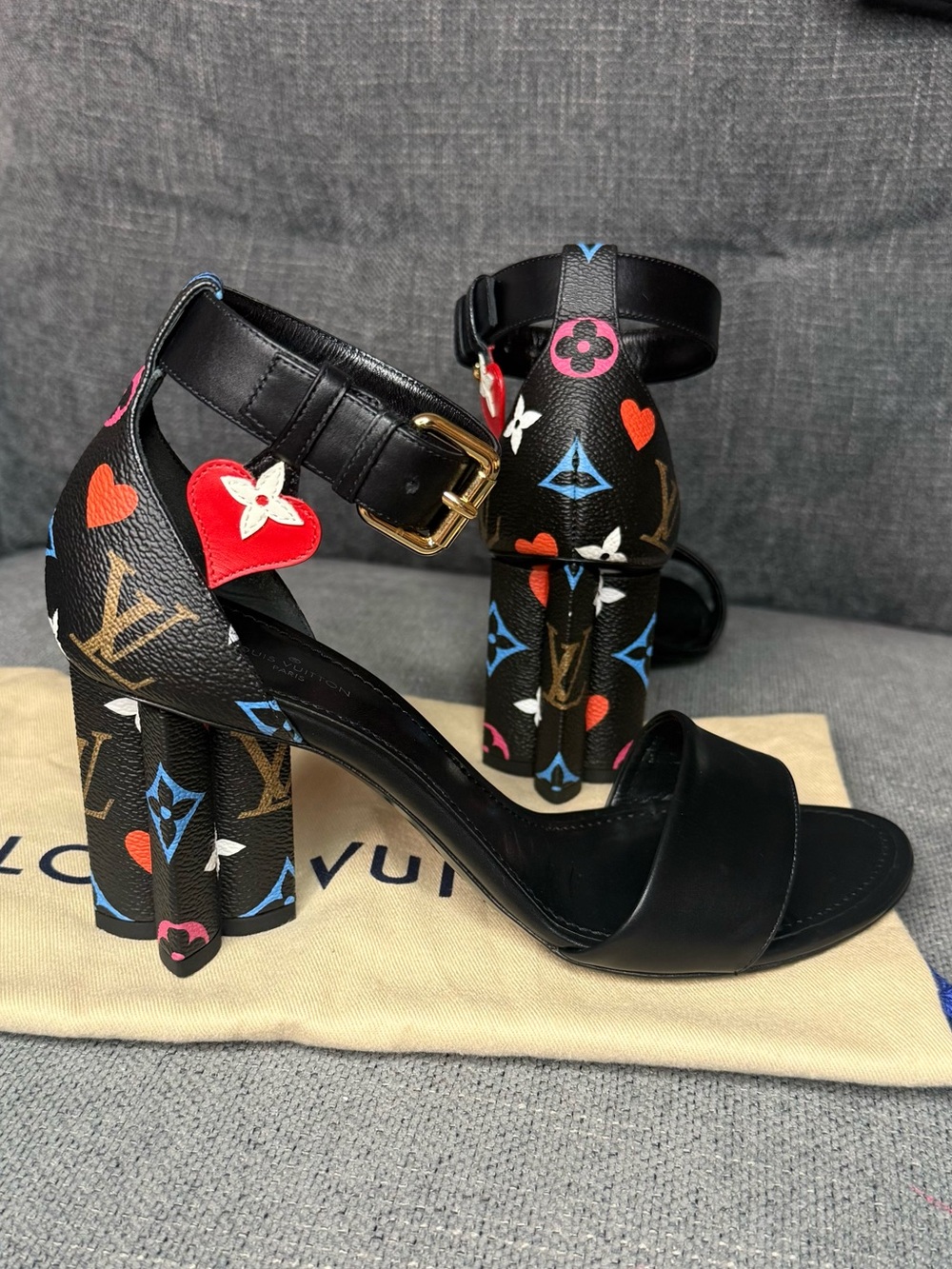 Louis Vuitton monogram multicolor Game On silhouette sandals